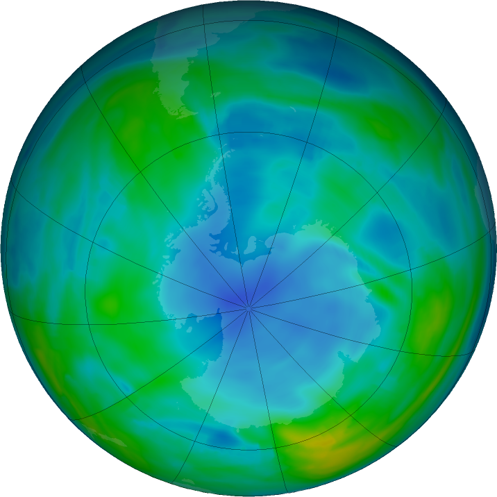Antarctic ozone map for 02 June 2017